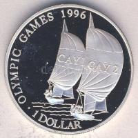Kajmán-szigetek 1996. 1$ Ag "Olimpia-vitorlázás" Tanúsítvánnyal T:PP Csak 30.000db!