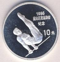 Kína 1995. 10Y Ag "Olimpia-tornász" Tanúsítvánnyal T:PP