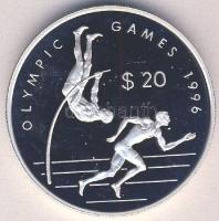 Cook szigetek 1993. 20$ Ag "Olimpia-rúdugrás, futás" Tanúsítvánnyal T:PP