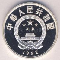 Kína 1992. 10Y Ag "Téli olimpia-síugrás" Tanúsítvánnyal T:PP