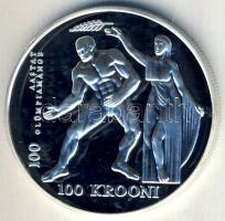 Észtország 1996. 100Kr Ag "Olimpia" Tanúsítvánnyal T:PP