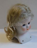 Régi porcelán babafej hajjal /old chinaware doll head 15 cm