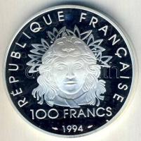 Franciaország 1994. 100Fr Ag "Olimpia-diszkoszvető" Tanúsítvánnyal T:PP