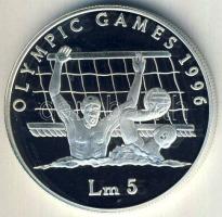 Málta 1996. 5L Ag "Olimpia-vízilabda" Tanúsítvánnyal T:PP Csak 35.000db!