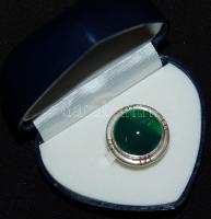 Ezüst (Ag) gyűrű nagyméretű krizoprázzal 8,87 gr díszdobozban