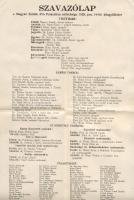 1928 Magyar Zsidók Pro Palesztina Szövetsége szavazólap / Jüdischer Verband Pro Palästina, Wahlzettel