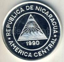 Nicaragua 1990. 10.000C Ag "Amerika felfedezése-Nina karavella" Tanúsítvánnyal T:PP