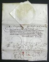 1546 I. Ferdinánd saját kezűleg aláírt levele  Királyhida városának, melyben az általa eladományozott Wulzendorfer Hof nevű udvarház ügyében vizsgálatot rendel el, a város és Siegmund von Ebersdorf kamarás tulajdonos  közötti nézeteltérések miatt. Királyi szárazpecséttel / Letter of Emperor Ferdinand  with autograph signature. The letter is about a house called Wülzendorfer Hof in Bruck an der Leitha that the emperor awarded and there was a debate between the owner cameral Siegmund von Ebersdorf and the city.