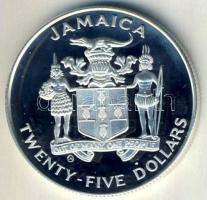 Jamaica 1991. 25$ Ag "Kolumbusz jamaicai partraszállása-Izabella királyné" Tanúsítvánnyal ...