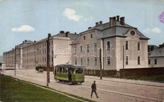 Nagyszeben military infantry school with tram