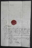 1789 Betáblázási okirat melyben Tolnai Festetics Ignác gróf aláírásával elismeri, hogy 3000 rajnai forintot felvett Numkovics Andrástól, Moson vármegye alispánjától a birtokában lévő Sopron megyei Szentandrás falura terhére. a lap alján 1857-es belyegyzés, melyben a zálogjogot az Egyedi uradalom javára átírják / Document in which duke Festetich testifies with his signature that he has taken a loan of 3000 Rhein florin and the pledge is his village Szentandrás in Sopron county