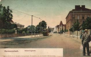 Nagyszeben Schewis street with tram