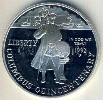 USA 1992P 1$ Ag "Kolumbusz" Tanúsítvánnyal T:PP