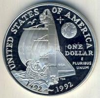USA 1992P 1$ Ag "Kolumbusz" Tanúsítvánnyal T:PP