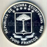 Egyenlítői Guinea 1991. 7000Fr Ag "Kolumbusz-Santa Maria" Tanúsítvánnyal T:PP