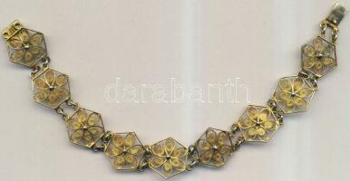 800-as ezüstből készült dekoratív virágmintás karkötő / Decorative silver (Ag/800) bracelet