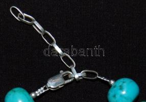 Türkiz nyaklánc ezüst (Ag) medállal és szerelékkel hozzávaló fülbevalóval