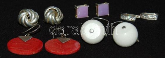 5 pár fülbevaló, közte ezüst (Ag), briós és korall br. 41,35 gr