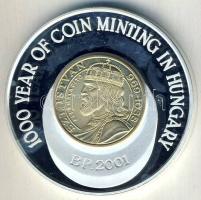 2001. 1000 éves a magyar pénzverés bicolor Ag emlékérem T:PP