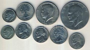 USA 1976-2001. 1D (2x) + 5c (3x) + 1/4$ (2x) + 1/2$ + 1$ mind klf darab T:2