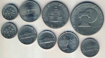 USA 1976-2001. 1D (2x) + 5c (3x) + 1/4$ (2x) + 1/2$ + 1$ mind klf darab T:2