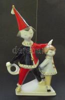 Hollóházi jelzéssel ellátott porcelán bohócok / Hollóházi chinaware clowns 21 cm