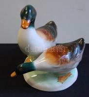Jelzés nélküli porcelán réce pár / Chinaware mallard pair figure without mark 13x16 cm