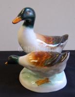 Jelzés nélküli porcelán réce pár / Chinaware mallard pair figure without mark 13x16 cm