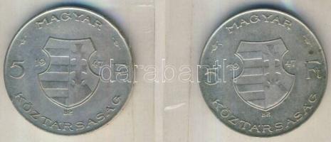 1947. 5Ft Ag (2x) "Kossuth" T:2 pici ph