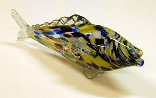 Kézzel festett üveg hal figura / Handpainted glass fish 33 cm
