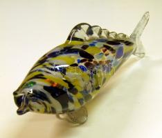 Kézzel festett üveg hal figura / Handpainted glass fish 33 cm