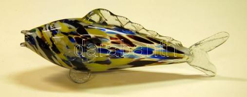 Kézzel festett üveg hal figura / Handpainted glass fish 33 cm
