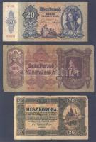 Kis pengő tétel: 1920. 20K + 1930. 100P (5x) + 1941. 20P (2x) + 1945. 500P, 1000P bélyeggel, 10.000.000P + 1946. 1.000.000.000MP T:III,IV