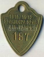 1911/1912. Szakolcza Szab. Kir. Város 187-es számú kutyabárca T:2