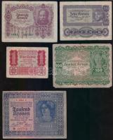 1920. 10K (3x) + 100K + Osztrák-Magyar Bank 1922. 1K, 10K, 20K, 100K, 1000K T:III,IV,V