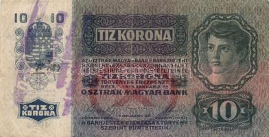 1912. 100K (2x) egyik román körbélyegzővel + 1913. 20K II. Kiadás + 1914. 50K + 1915. 10K (4x) lila felülbélyegzéssel T:III,IV