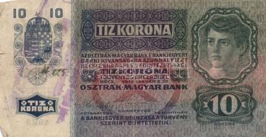 1912. 100K (2x) egyik román körbélyegzővel + 1913. 20K II. Kiadás + 1914. 50K + 1915. 10K (4x) lila ...