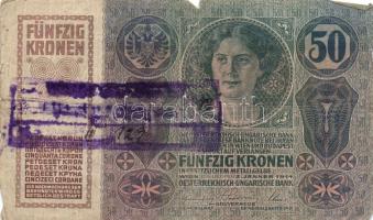 1912. 100K (2x) egyik román körbélyegzővel + 1913. 20K II. Kiadás + 1914. 50K + 1915. 10K (4x) lila ...