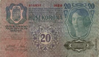 1912. 100K (2x) egyik román körbélyegzővel + 1913. 20K II. Kiadás + 1914. 50K + 1915. 10K (4x) lila ...