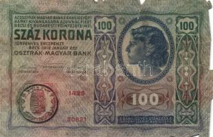 1912. 100K (2x) egyik román körbélyegzővel + 1913. 20K II. Kiadás + 1914. 50K + 1915. 10K (4x) lila ...