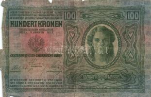 1912. 100K (2x) egyik román körbélyegzővel + 1913. 20K II. Kiadás + 1914. 50K + 1915. 10K (4x) lila ...