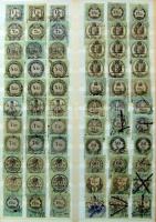 1868 Okmánybélyeg gyűjtemény 1kr-90kr színváltozatokkal, összesen 66 db bélyeg / 66 stamps from the 1868 issue