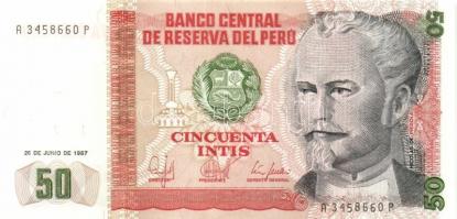 Peru 1987. 10I + 50I + 100I + 500I + 1988. 1000I + 1988.28.6. 5000I + 10.000I + 50.000I T:I