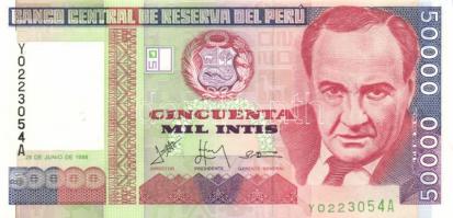 Peru 1987. 10I + 50I + 100I + 500I + 1988. 1000I + 1988.28.6. 5000I + 10.000I + 50.000I T:I