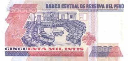 Peru 1987. 10I + 50I + 100I + 500I + 1988. 1000I + 1988.28.6. 5000I + 10.000I + 50.000I T:I