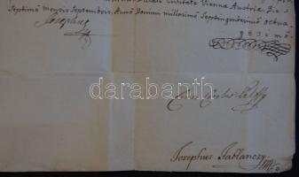 1780 Levél II József császár eredeti aláírásával Zafír Herodes peres ügyében  / Letter with autograp...