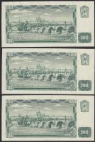 Csehszlovákia 1961. 100K "X 55" széria (3x) egymást követő sorszámmal T:II+