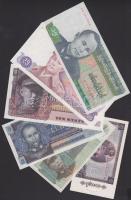 Burma 1965. 1K + 1972. 1K + 1973. 5K + 10K + 1986. 15K + 1986. 35K T:I,I-(egyiken két kis lyuk,tűzőgép nyom)