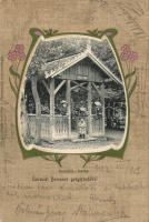 Borosznó-gyógyfürdő Kornélia fountain litho (EB)