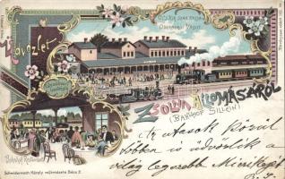Zsolna railway station and restaurant litho